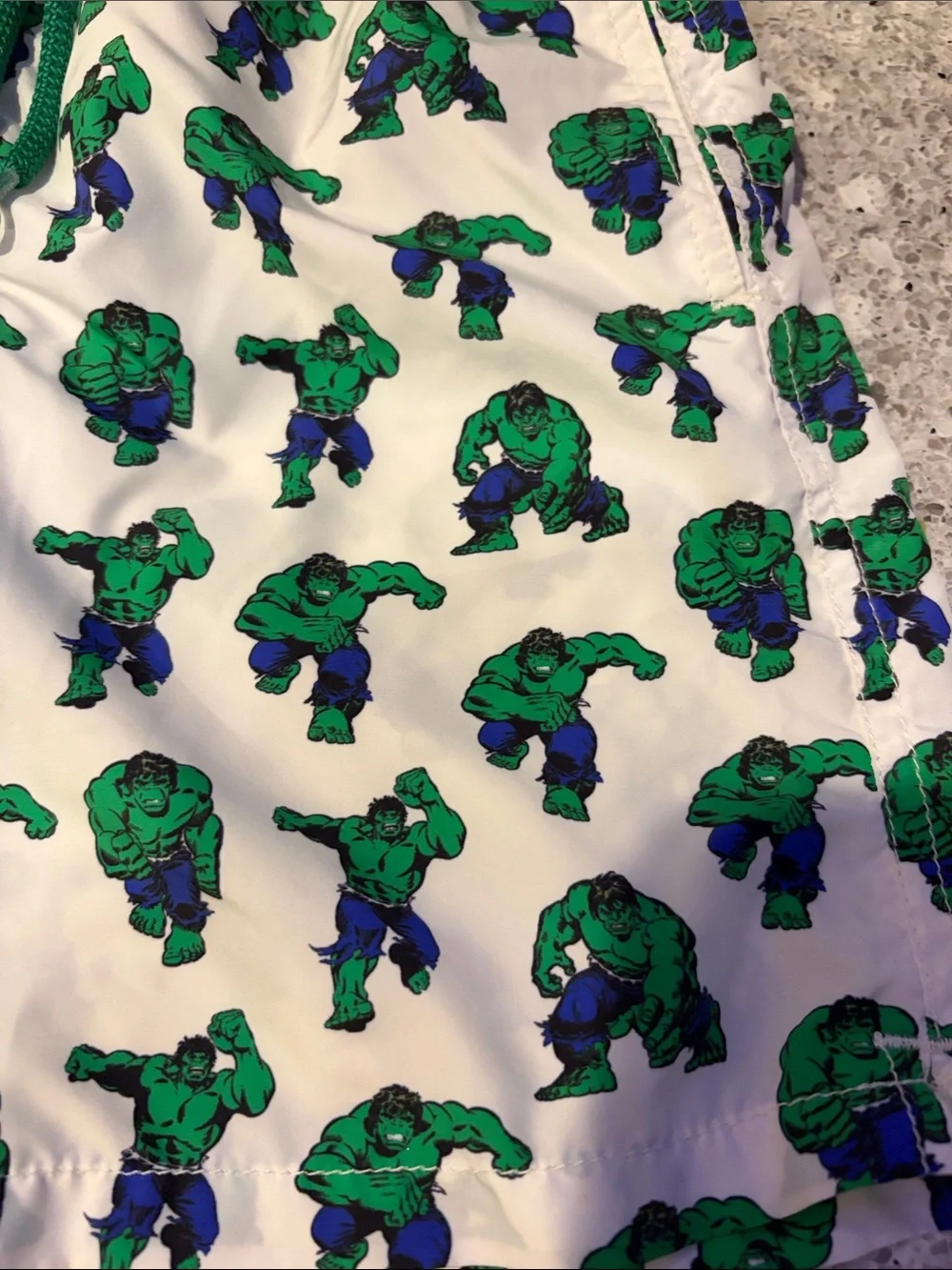 MC2 Saint Barth White Swim Trunks with Green Hulk Print